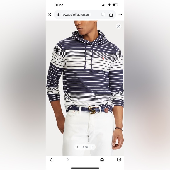 Polo by Ralph Lauren • Striped Cotton Hooded T-Shirt - Picture 3 of 9